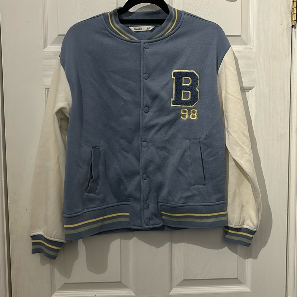 Bluenotes blue fleece bomber varsity jacket